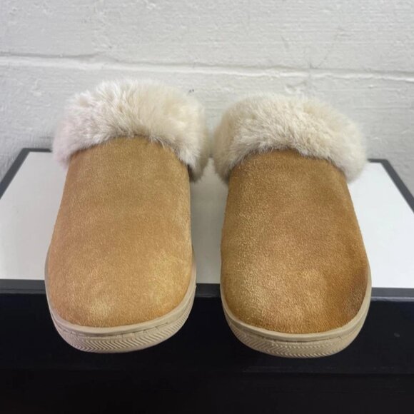 My Slippers 74024-02 Clog Mule Brown Suede Faux Fur Lined Slip On Women's 7 US - Picture 1 of 10